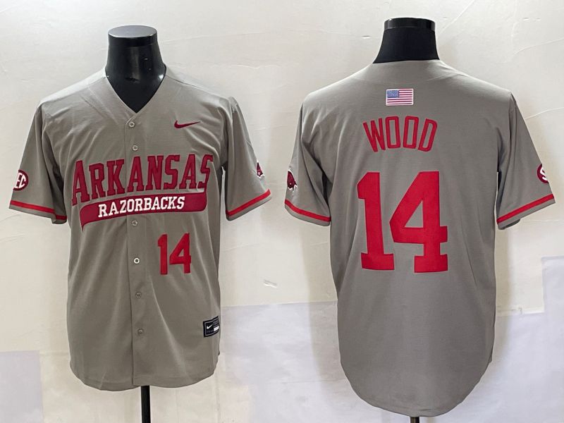 Men 2025 Alabama Crimson Tide #14 Wood Grey Nike Joint Name Nike NCAA Jersey style 2
